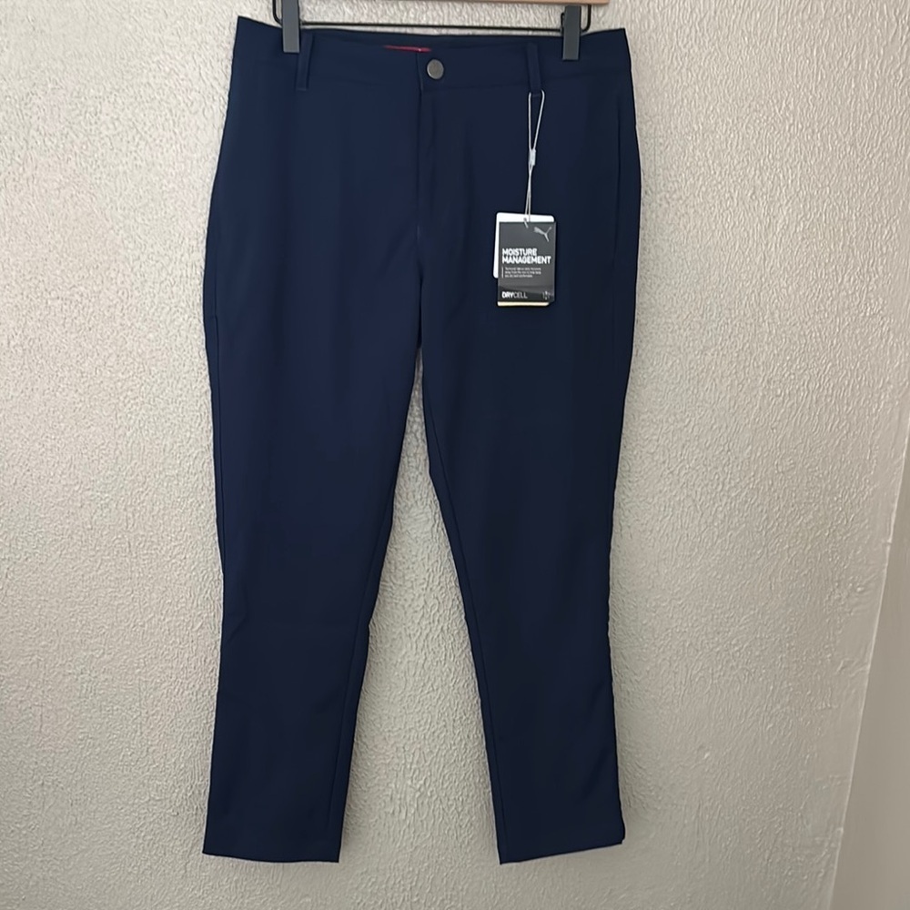 PUMA Men's Navy Blue Tapered Tech Golf Dress Pants Polyester Spandex 30W/30L